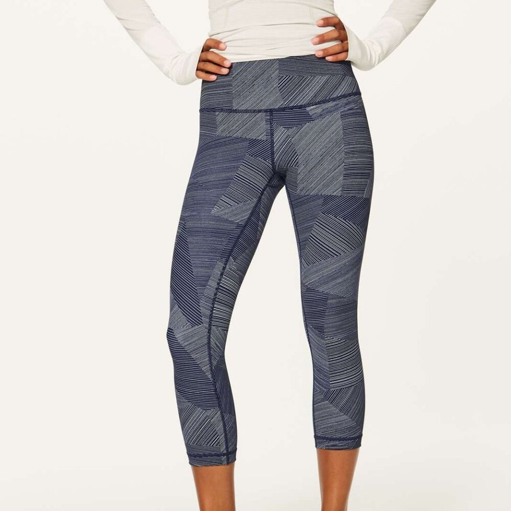 Lululemon Wunder Under Hi Rise Tights Pants Etch Hail Midnight Navy